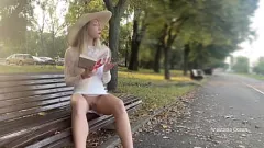Play Candid Wife's Exposed Pussy in Public Park - No Panties, Nudity Fun